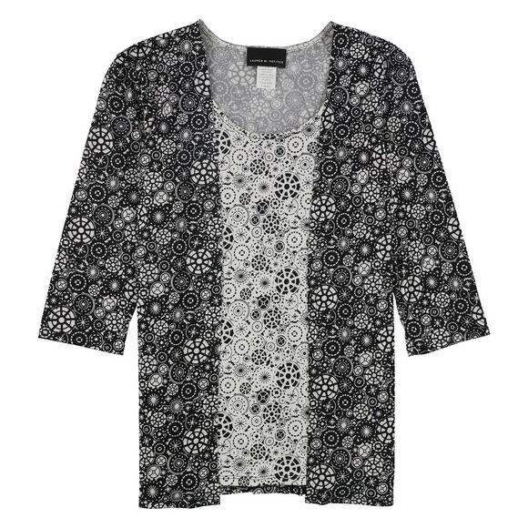 Lauren M. Petites Womens 2-Fer Pullover Blouse, Black, NWT - Picture 1 of 1
